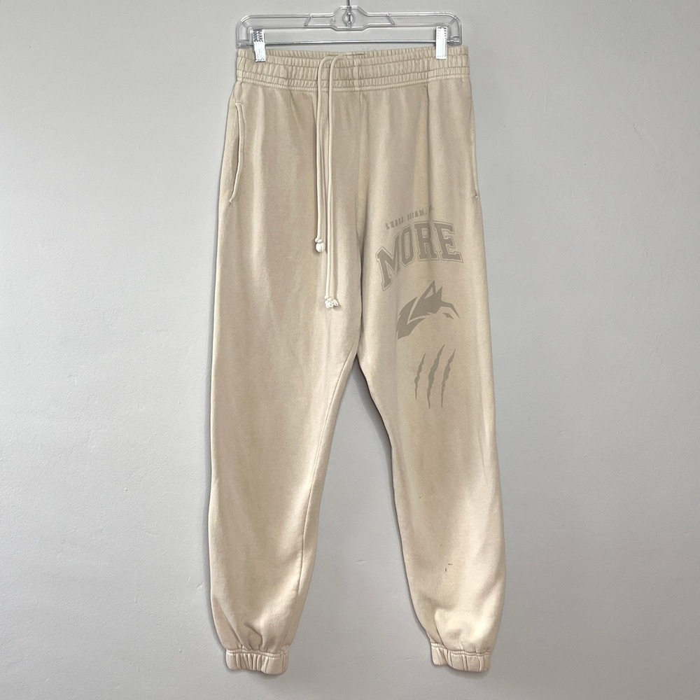 Alphalete Sweatpants Joggers Mens S Ivory Logo Print Elastic‎ Waist Pockets